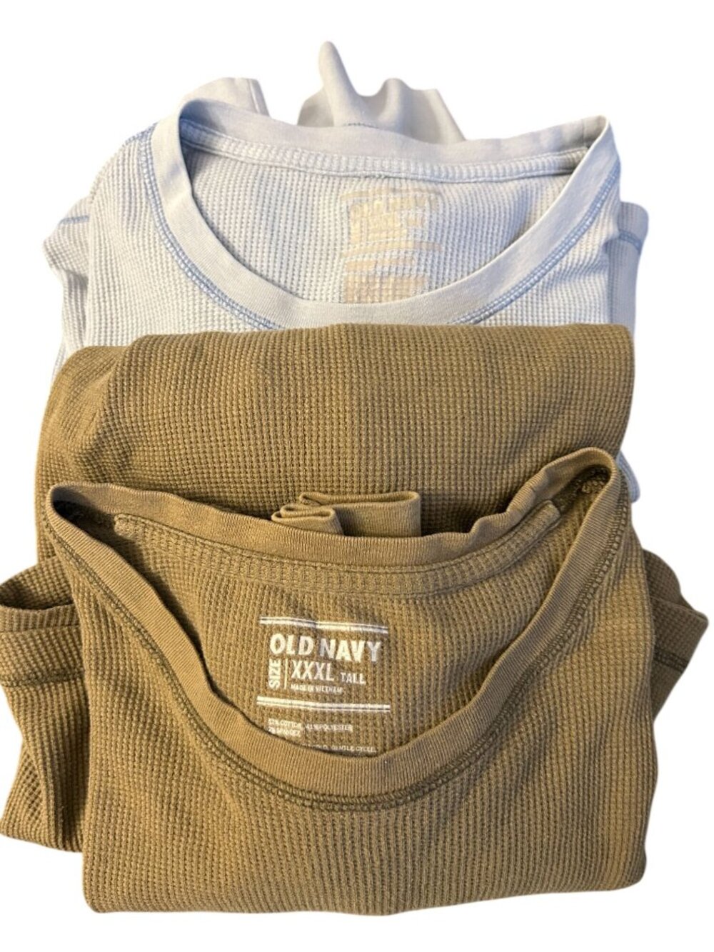 Old Navy Waffle Thermal Long Sleeve Tops – XXXLT – Blue & Army Green – Set of 2